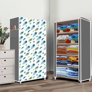 opal 5 layer peacock feather print pp collapsible wardrobe finish color - peacock feather modern print diydo-it-yourself