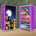 Opal 5 Layer Town Building Print PP Collapsible Wardrobe (Finish Color - Town Building Modern Print, DIY(Do-It-Yourself))