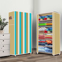 Opal 6 Shelf Beige Strip Printed PP Collapsible Wardrobe (Finish Color - Beige Strip Elegant Printed, DIY(Do-It-Yourself))
