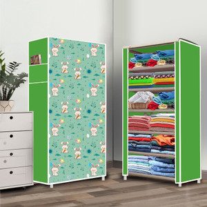 opal 6 shelf cartoon rabbit printed pp collapsible wardrobe