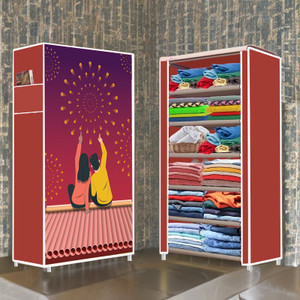 opal 6 shelf couple printed pp collapsible wardrobe finish color - couple elegant printed diydo-it-yourself