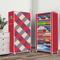 Opal 6 Shelf Diamond Wall Printed PP Collapsible Wardrobe
