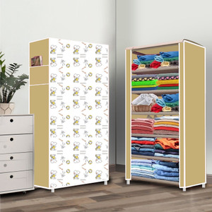 opal 6 shelf dogi printed pp collapsible wardrobe finish color - dogi elegant printed diydo-it-yourself