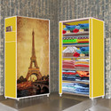 Opal 6 Shelf Eiffel Tower Printed PP Collapsible Wardrobe (Finish Color - Eiffel Tower Elegant Printed, DIY(Do-It-Yourself))