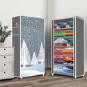 Opal 6 Shelf Felling Snow Printed PP Collapsible Wardrobe (Finish Color - Felling Snow Elegant Printed, DIY(Do-It-Yourself))
