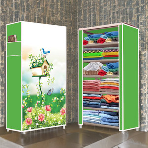 opal 6 shelf house tree green printed pp collapsible wardrobe