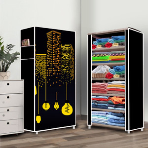 opal 6 shelf premium building printed pp collapsible wardrobe finish color - premium building elegant printed diydo-it-yourself