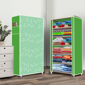 opal 6 shelf white bubble printed pp collapsible wardrobe finish color - white bubble elegant printed diydo-it-yourself