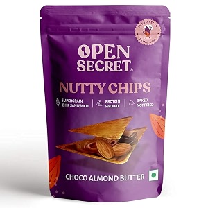 open secret healthy snack chips  choco almond butter nutty dry fruit sandwich  baked  rich in protein breakfast for kids woman man  no added maida  pack of 15