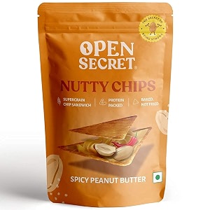 open secret spicy peanut butter chips pack of 25 baked not fried spicy peanut butter nutty dry fruit sandwich rich in protein  healthy diet snack pack