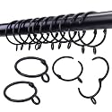 Openable Curtain Rings with Eyelet,24PCS Black Curtain Rings,Drapes Rings 1 in Interior Diameter,Hinge Snap-Joint Design, Fits Curtain Rods Up to 6/8 in Inches TXZWJZ