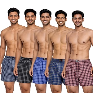 OPEX Mens Checked Cotton Blend Lounge Boxer