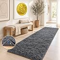 Ophanie 2x6 Washable Runner Rug for Hallway,Non-Slip Fluffy Soft Bedside Rugs, Bedroom Living Room Grey Shaggy Gray Carpet for Kids Girls Boys Dorm Nursery Home Decor Aesthetic
