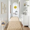Ophanie 2x8 Runner Rug for Hallway,Upgrade Non-Slip Fluffy Soft Bedside Rugs,Bedroom Living Room Beige Shaggy Carpet for Kids Girls Boys Dorm Nursery Home Decor Aesthetic with Over 99 pcs Pile fibers