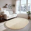 Ophanie 3x5 Oval Ivory Rugs for Bedroom Living Room,Fluffy Fuzzy Furry Carpet,Plush Soft Shaggy Indoor Floor Area Rug for Kids Girls Boys Baby Teen Dorm Decor with Over 99 pcs Pile fibers