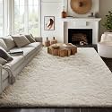 Ophanie 7x10 Area Rugs for Living Room,Upgrade Non-Slip Fluffy Soft Large Shag Bedroom Carpet,Ivory Big Indoor Thick Nursery Rug,Carpets for Boy and Girls Room Dorm Decor with Over 99 pcs Pile fibers