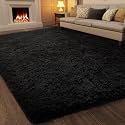 Ophanie 7x10 Black Area Rugs for Living Room,Large Shag Bedroom Carpet,Big Indoor Thick Soft Shaggy Nursery Rug,Fluffy Carpets for Boy and Girls Room Dorm Decor Aesthetic with Over 99 pcs Pile fibers
