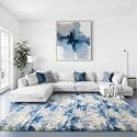 Ophanie Area Rugs for Bedroom Living Room,Color Blue/White/Grey,Size 6' x 9',Shape Rectangular