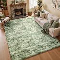 Ophanie Area Rugs for Bedroom Living Room,Color Green and White,Size 8' x 10',Shape Rectangular