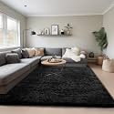 Ophanie Area Rugs for Bedroom Living Room,Deep Black,Rectangular,6x9