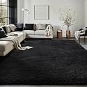 Ophanie Black Area Rugs for Bedroom Living Room, 4x6 Fluffy Fuzzy Shag Shaggy Carpet Soft Plush Furry Bedside Rug, Indoor Floor Rug for Kids Girls Boys Home Decor Aesthetic, Dorm Nursery