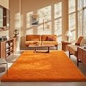 Ophanie Orange Rugs for Living Room Bedroom, 5x8 Fluffy Fuzzy Furry Carpet, Plush Soft Shaggy Bedside Indoor Floor Area Rug for Kids Nursery Home Decor with Over 999 pcs Non-Slip Backing Pattern