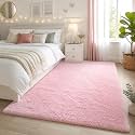 Ophanie Pink Rug for Bedroom Girls, Kids Fluffy Kawaii Fuzzy Furry Shag Area Rug, Cute Plush Soft Shaggy Bedside Indoor Floor 4x6 Carpet for Teen Nursery Dorm Home Room Decor Aesthetic