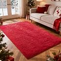 Ophanie Red Rugs for Bedroom Living Room, Fluffy Fuzzy Furry Carpet, Plush Soft Shaggy Bedside Indoor Floor 4x6 Area Rug for Kids Girls Boys Baby Teen Dorm Nursery Decor with Over 99 pcs Pile fibers