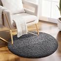 Ophanie Round Rug 2Ft Grey Circle Area Rug, Fluffy Fuzzy Bedroom Carpet, Plush Soft Shaggy Indoor Floor Gray Living Room Rugs for Kids Home Decor Aesthetic, Nursery