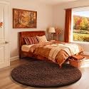 Ophanie Round Rug 4Ft Brown Circle Area Rug, Fluffy Fuzzy Small Bedroom Carpet, Plush Soft Shaggy Floor Living Room Circular Decor for Kids Boys Girls Home Aesthetic, Nursery with 99 pcs Pile fibers