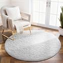 Ophanie Round Rug 4Ft White Circle Area Rug, Aesthetic Room Decor, Fluffy Fuzzy Bedroom Carpet, Plush Soft Shaggy Living Room Rugs for Kids Home, Nursery with 99 pcs Pile fibers