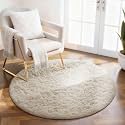 Ophanie Round Rugs 2Ft Ivory Circle Area Rug, Small Nursery Bedroom Carpet, Fluffy Fuzzy Plush Soft Shaggy Cream Living Room Christmas Aesthetic Decor for Kids Boys Girls Teen Baby Home, Dorm