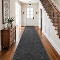 Ophanie Runner Rug for Hallway,2.5x12 Washable Non-Slip Fluffy Soft Bedside Rugs,Bedroom Living Room Shaggy Carpet for Kids Girls Boys Dorm Nursery Decor Aesthetic, Grey with Over 99 pcs Pile fibers