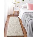 Ophanie Runner Rug for Hallway, 2x5 Upgrade Non-Slip Fluffy Soft Bedside Rugs, Bedroom Living Room Ivory Shaggy Carpet for Kids Girls Boys Dorm Nursery Home Decor Aesthetic