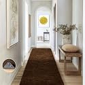 Ophanie Runner Rug for Hallway, 2x6 Washable Non-Slip Fluffy Soft Bedside Rugs, Bedroom Living Room Shaggy Carpet for Kids Girls Boys Dorm Nursery Home Decor Aesthetic, Brown
