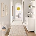 Ophanie Runner Rug for Hallway, 2x7 Washable Non-Slip Fluffy Soft Bedside Rugs, Bedroom Living Room Shaggy Carpet for Kids Girls Boys Dorm Nursery Decor Aesthetic, Ivory with Over 99 pcs Pile fibers