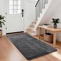 Ophanie Runner Rug for Hallway, 3x6 Washable Non-Slip Fluffy Soft Bedside Rugs, Bedroom Living Room Shaggy Carpet for Kids Girls Boys Dorm Nursery Decor Aesthetic, Grey with Over 99 pcs Pile fibers