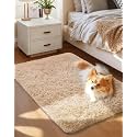 Ophanie Small Rug Washable Non Slip Throw Bedside Area Rugs, Fluffy Soft Beige Mini Bedroom Carpet, Affordable Door Entryway Indoor Inside Front Entrance Dog 2x3 Mat, Home Decor Aesthetic, Nursery
