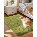 Ophanie Small Rug Washable Non Slip Throw Bedside Area Rugs, Fluffy Soft Green Mini Bedroom Carpet, Affordable Door Entryway Indoor Inside Front Entrance Dog 2x3 Mat, Home Decor Aesthetic, Nursery