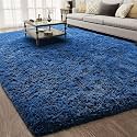 Ophanie Soft Fluffy Shaggy Rugs for Bedroom Living Room Dorm Nursery Home Decor Aesthetic,Color Navy Blue,Size 6' x 9'