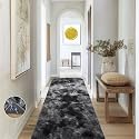 Ophanie Tie-Dyed Black &amp; Grey Area Rugs 2x6 for Bedroom Living Room, Fluffy Shag Fuzzy Carpet, Plush Shaggy Rug, Indoor Carpet for Kids Boys Dorm Home Decor Aesthetic, Nursery with 99 pcs Pile fibers