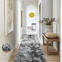 Ophanie Tie-Dyed Grey Area Rugs 2x6 for Bedroom Living Room, Light Gray Fluffy Shag Fuzzy Carpet,Plush Shaggy Rug,Indoor Carpet for Kids Boys Dorm Home Decor Aesthetic, Nursery with 99 pcs Pile fibers