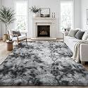 Ophanie Tie-Dyed Grey Area Rugs 8x10 for Bedroom Living Room, Fluffy Shag Fuzzy Carpet, Plush Shaggy Rug, Indoor Carpet for Kids Boys Dorm Home Decor Aesthetic, Nursery with 99 pcs Pile fibers