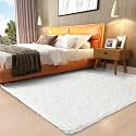Ophanie White Rugs for Bedroom Fluffy, Kids Baby Shaggy Shag Fuzzy Soft Carpet, 3x5 Small Plush Bedside Area Rug, Indoor Floor Room Carpets for Dorm Home Decor with Over 99 pcs Pile fibers