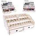 OPHIR Wooden Paint holder Organizer with 2 Cabinet Drawers, Acrylic Paint Storage Rack for 58 Bottles of Paints, Suitable for Tamiya, AV, OPHIR, Citadel Paints