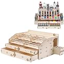 OPHIR Wooden Paint Rack Organizer with 32 Bottle Holes, Hobby Paint Storage Holder Includes 4 Drawers, 2 Marker Pen Cases with 36 Holes, Fit Most Model Paints and Other Model Art Tools