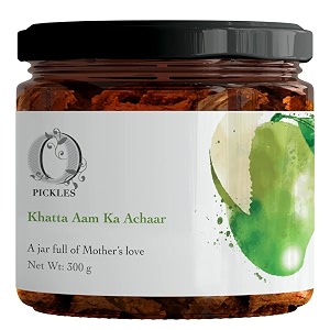 opickles khatta aam ka achar homemade amp handmade flavourful amp delicious sour mango pickle traditional taste no added preservatives amp chemical free 300 gram pack