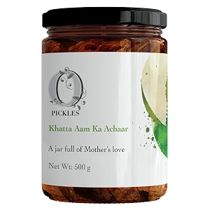 opickles khatta aam ka achar homemade amp handmade flavourful amp delicious sour mango pickle traditional taste no added preservatives amp chemical free 500 gram pack