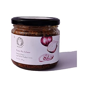 opickles traditional pyaz achaar with homemadehandmade taste - authentic onion pickle no artificial coloursflavours or preservatives classic recipes 300 gram