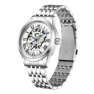 OPK Mens Automatic Mechanical Watch Skeleton Black